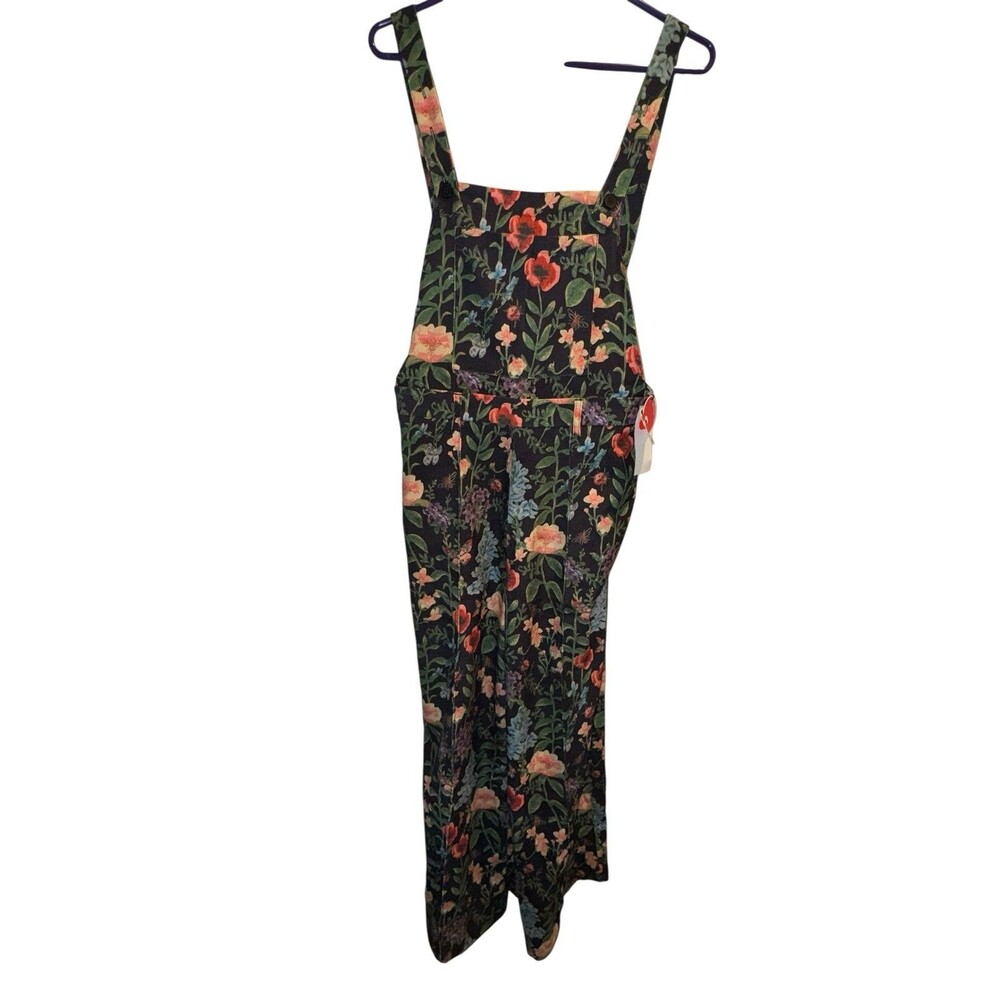 NWT Cider Floral Corduroy Wide Leg Overalls Size Medium Flowers Zip Side